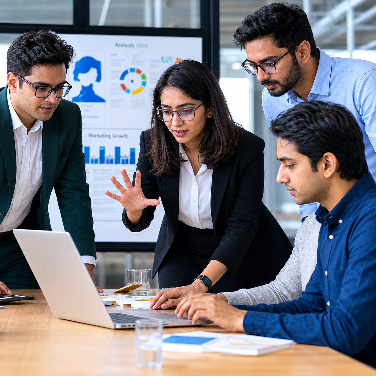 Octocrest consulting team collaborating on business analysis